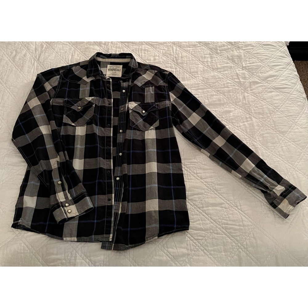 Mens pearl snap button up size L